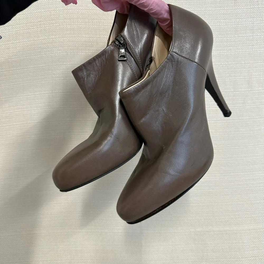 Prada Brown Ankle Booties with Sleek Pointed Toe Size 37 - Picture 3 of 8